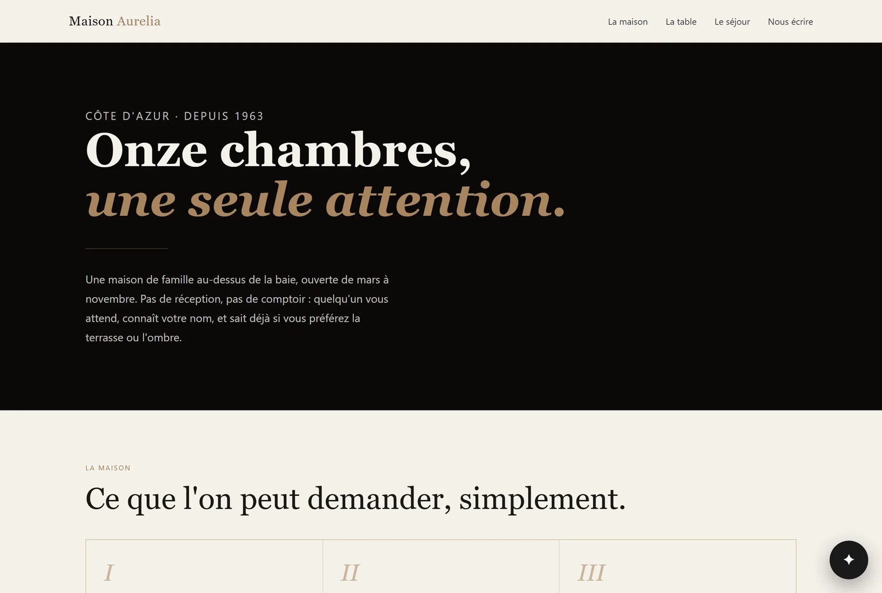 Le site de Maison Aurelia, notre banc d’essai extérieur, avec Cerfi installé en bas à droite de la page.